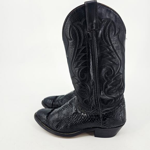 Vintage Laredo Black 13" Python Snakeskin Cowboy Western Boot Mens 8 EE W 10 N - Picture 3 of 14